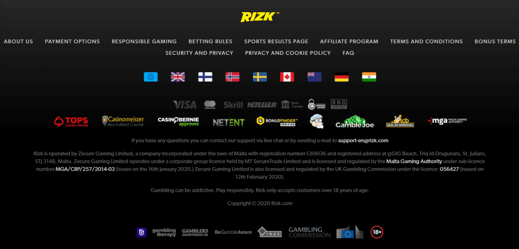 Rizk security & regulations