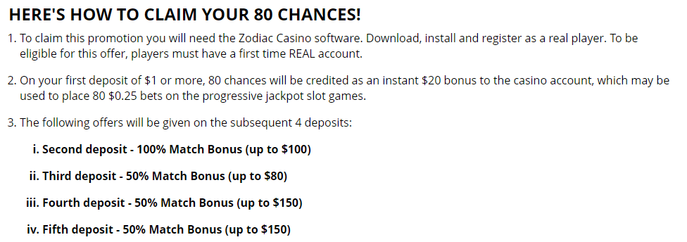 Zodiac casino review - bonuses